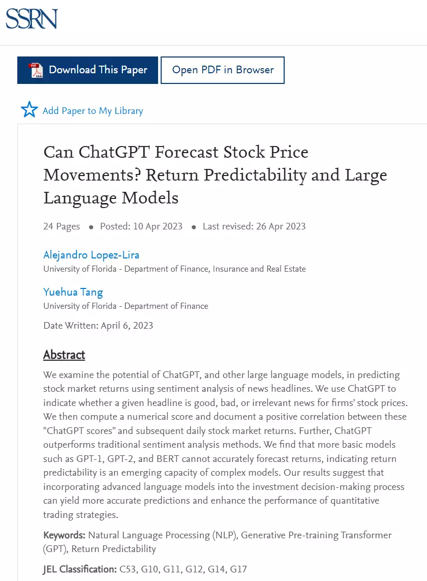 AI机器人ChatGPT在预测股票走势方面表现惊人